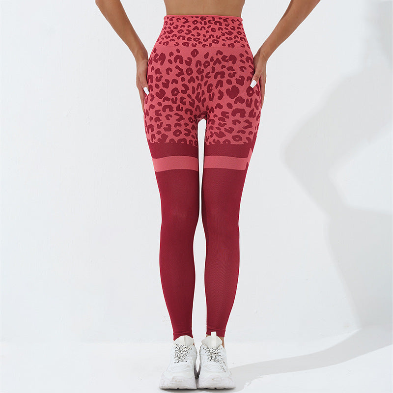 Elastische, nahtlose Leggings mit Leopardenmuster-Print 