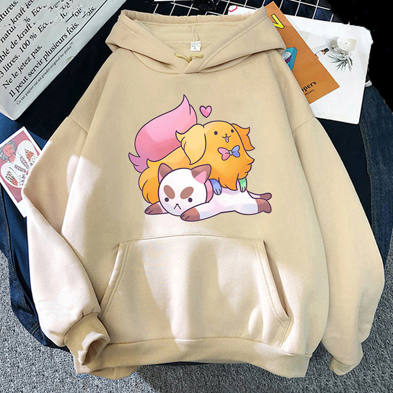 Puppy And Cat Cartoon Printed Sweater