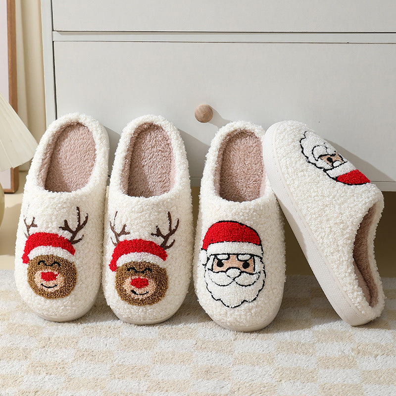 Cartoon Santa Claus Cotton Christmas Slippers