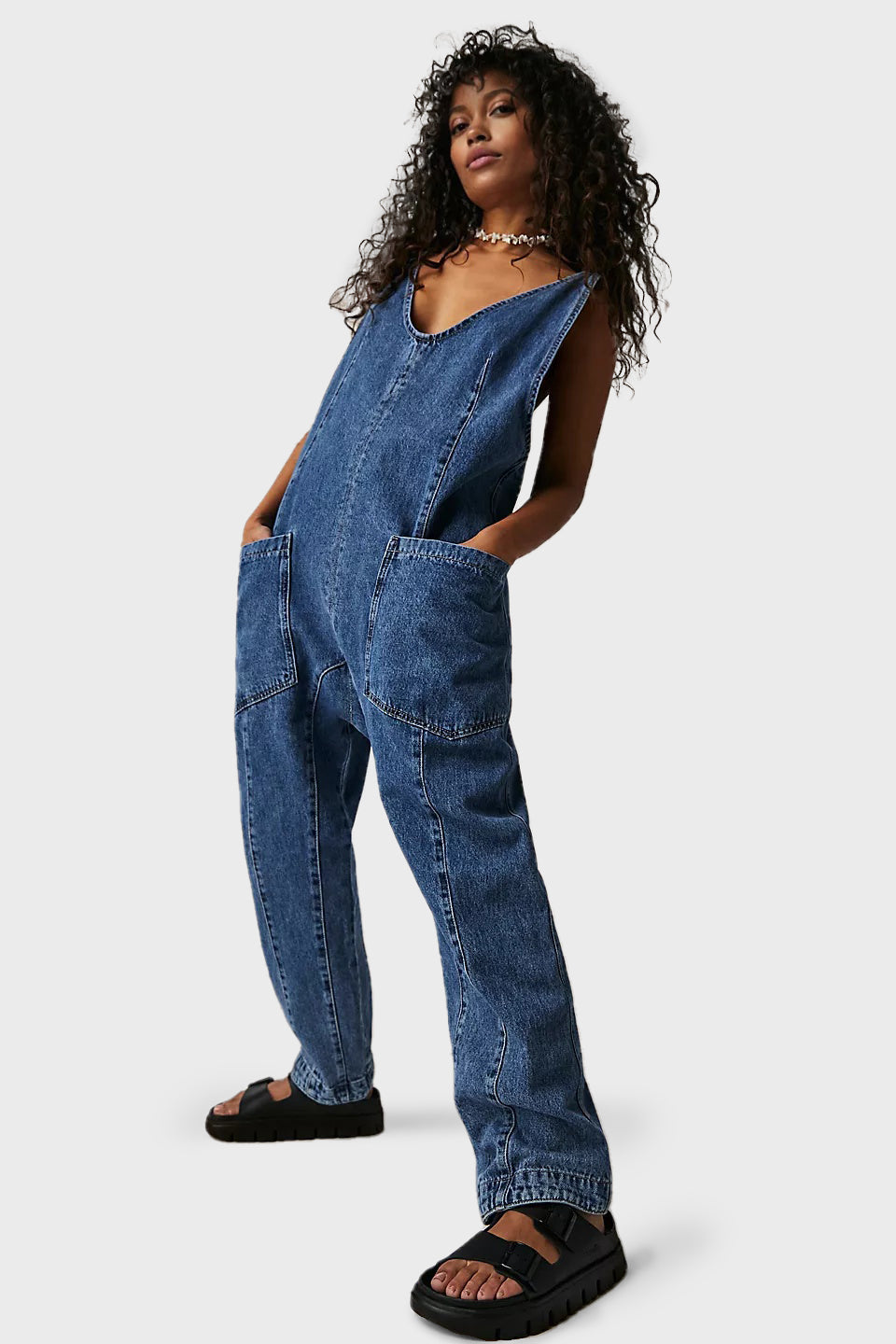 Stylish Denim Jumpsuit With Pockets