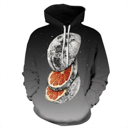 Sliced Moon 3D Printed Casual Hoodie