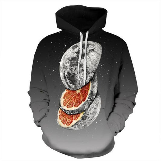 Sliced Moon 3D Printed Casual Hoodie