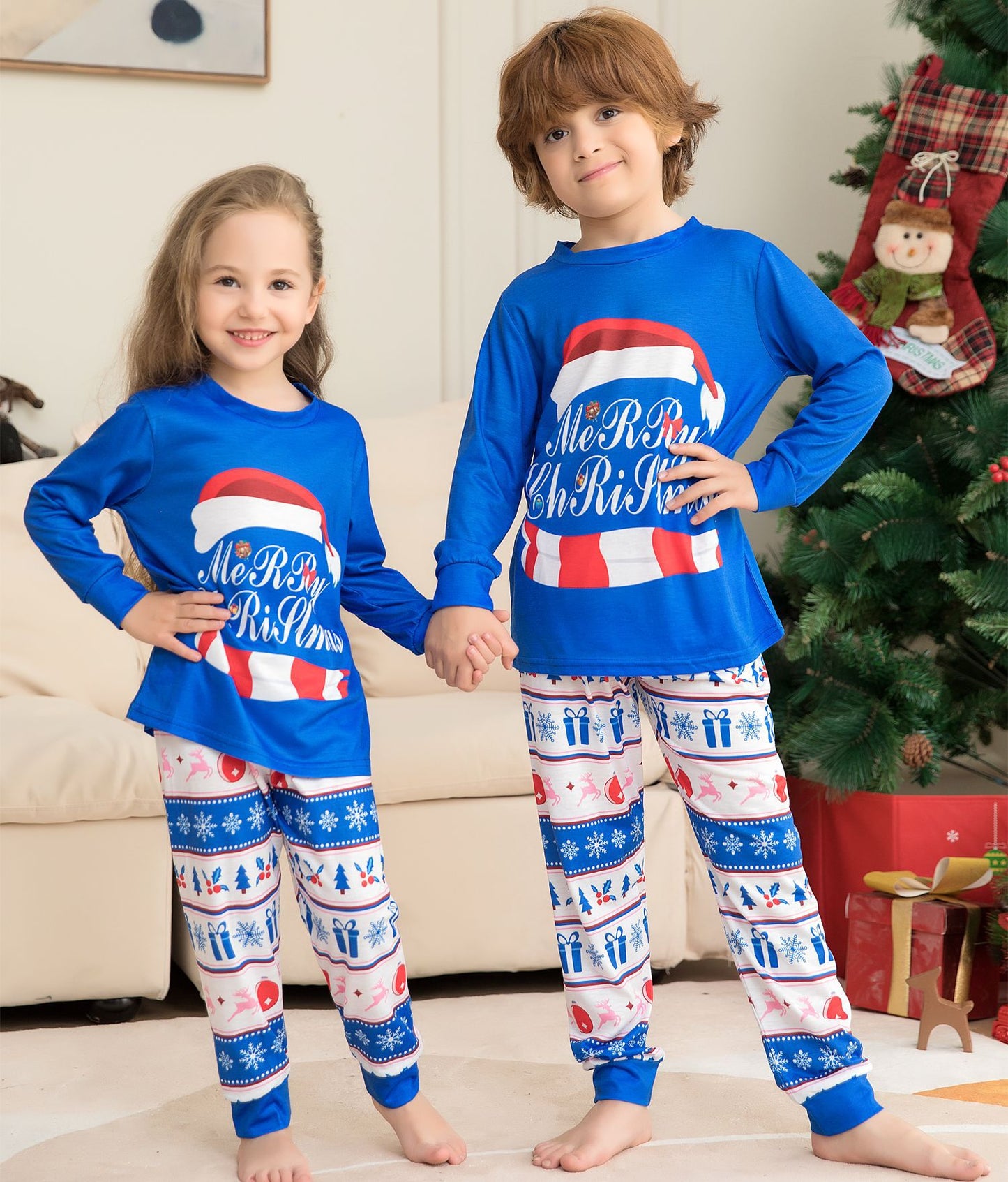 Christmas Hat Printed Family Matching Pajamas Set