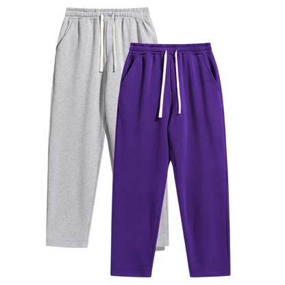 Set Of 2 Regular Fit Solid Colored Athleisure Sweatpants With Drawstrings