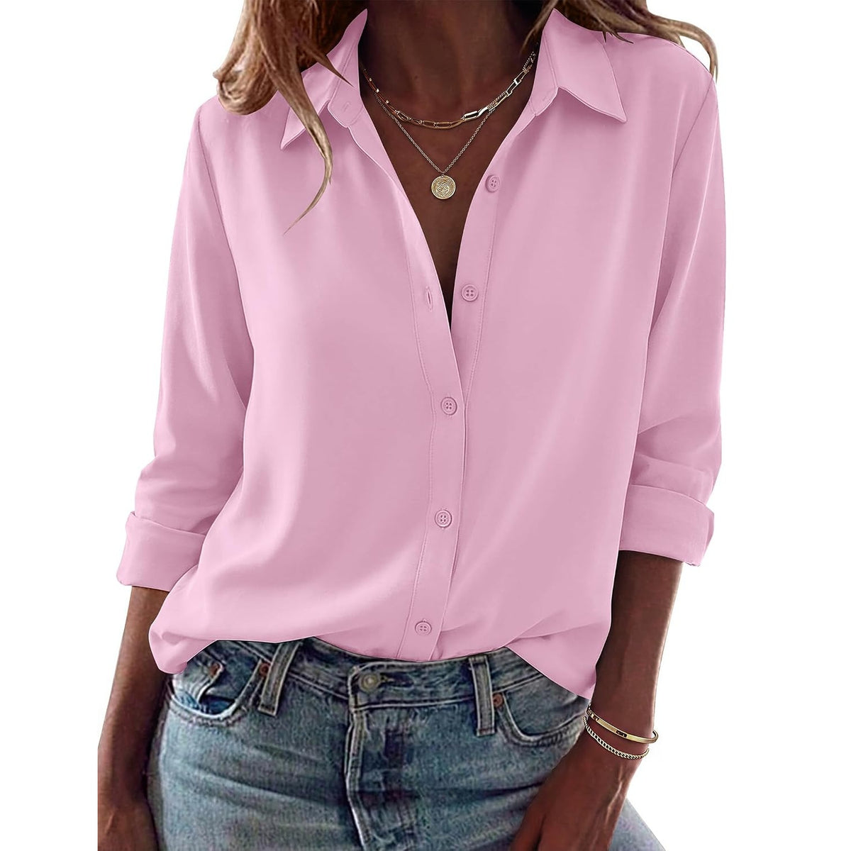 Casual Long Sleeve Button Down Shirt For Women
