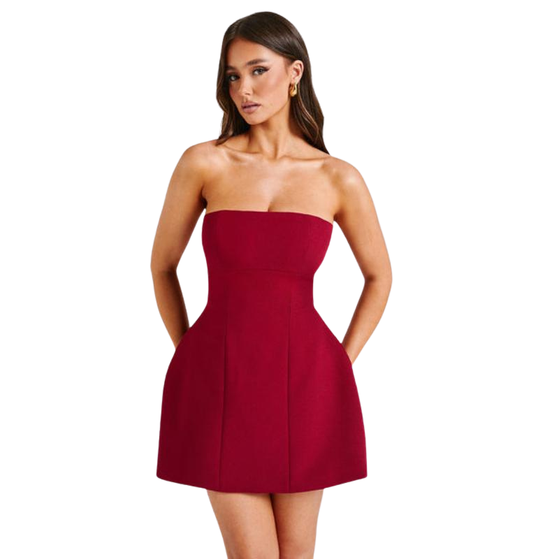 Mini Strapless Dress With Bubble Shape Skirt