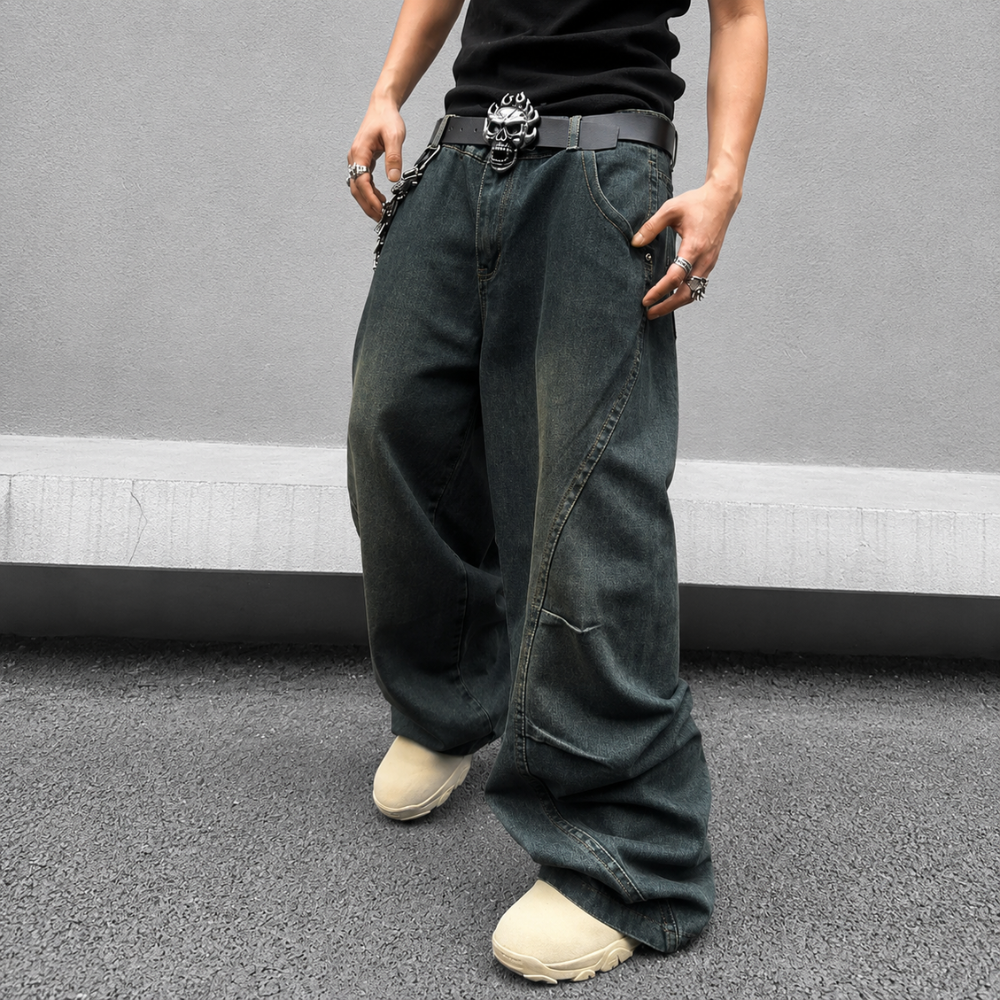 Wide Fit Baggy Denim Pants For Men