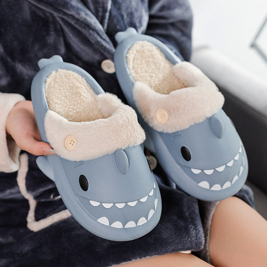 Winter Shark With Button Printed Slippers