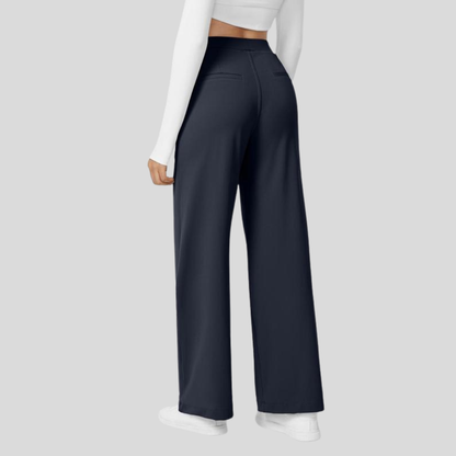 High Waisted Straight Pants With Side Pocket For Women