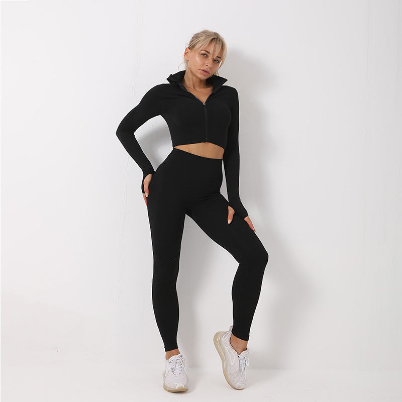 3 Pieces Crop Top Sports Bra Seamless Legging Activewear Set
