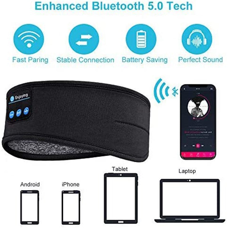 Bluetooth Headphones Knit Thin Soft Elastic Headband