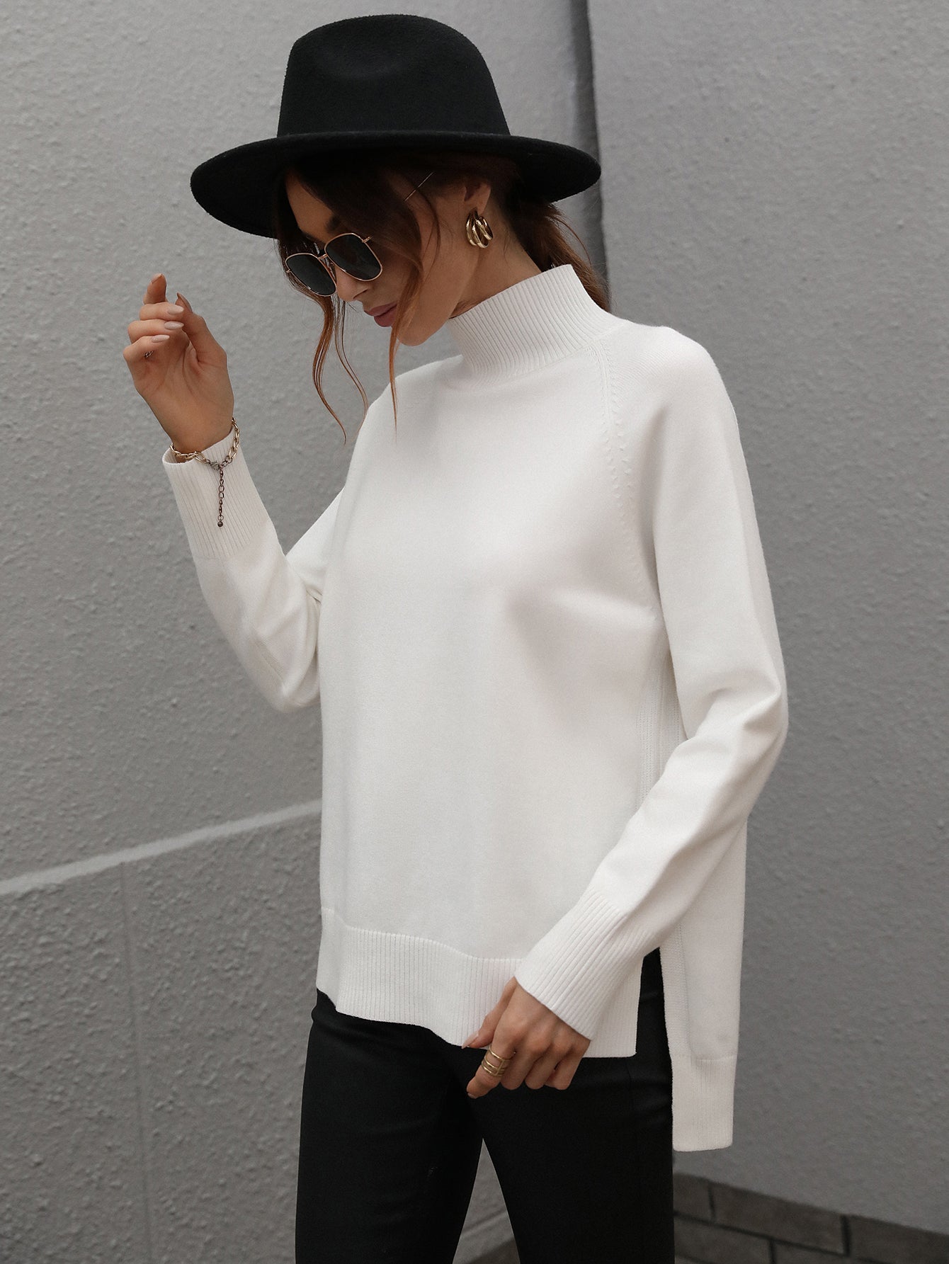 Effortless Style Plain Loose Sweater