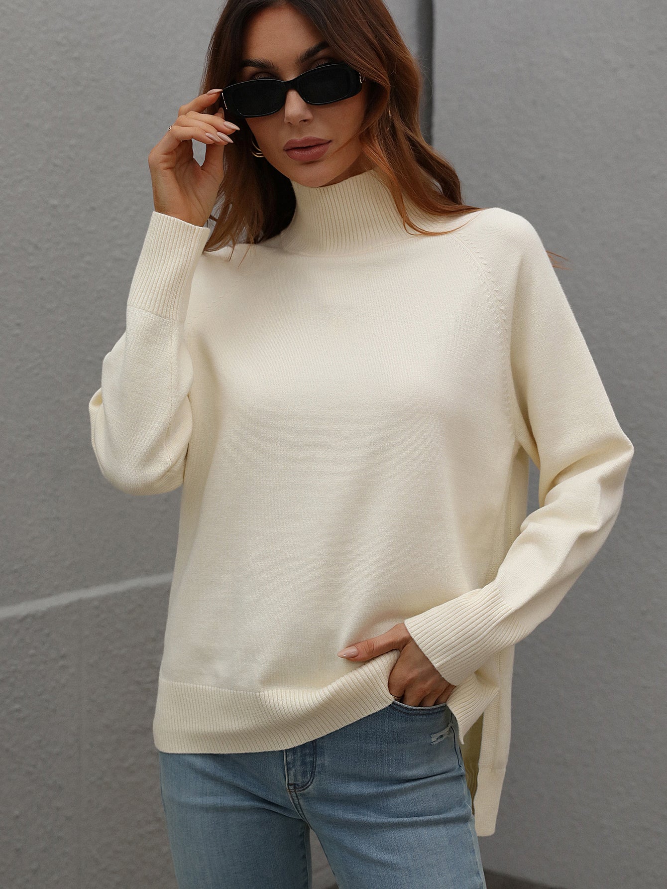 Effortless Style Plain Loose Sweater