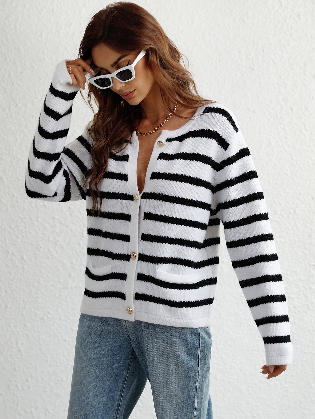 Casual Striped Loose Sweater Cardigan