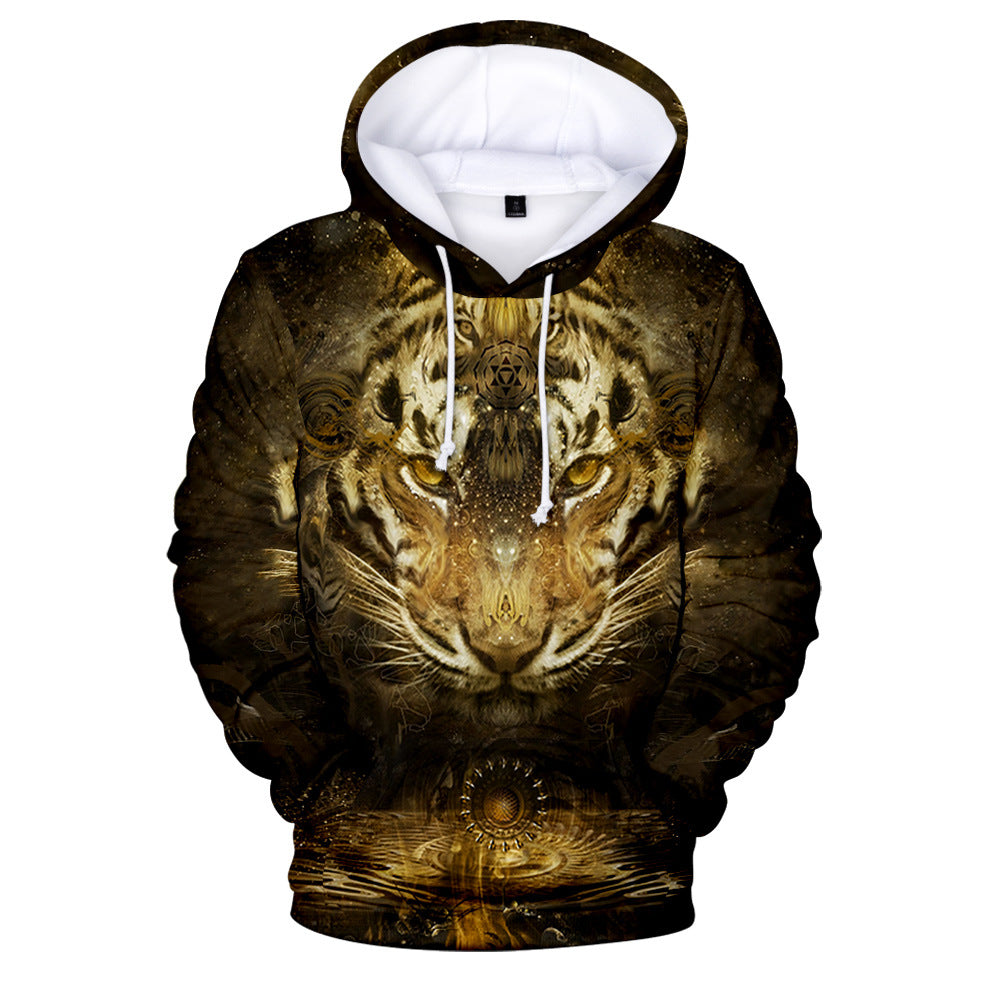 Multi Shade Tiger 3D Printed Vibrant Hoodie