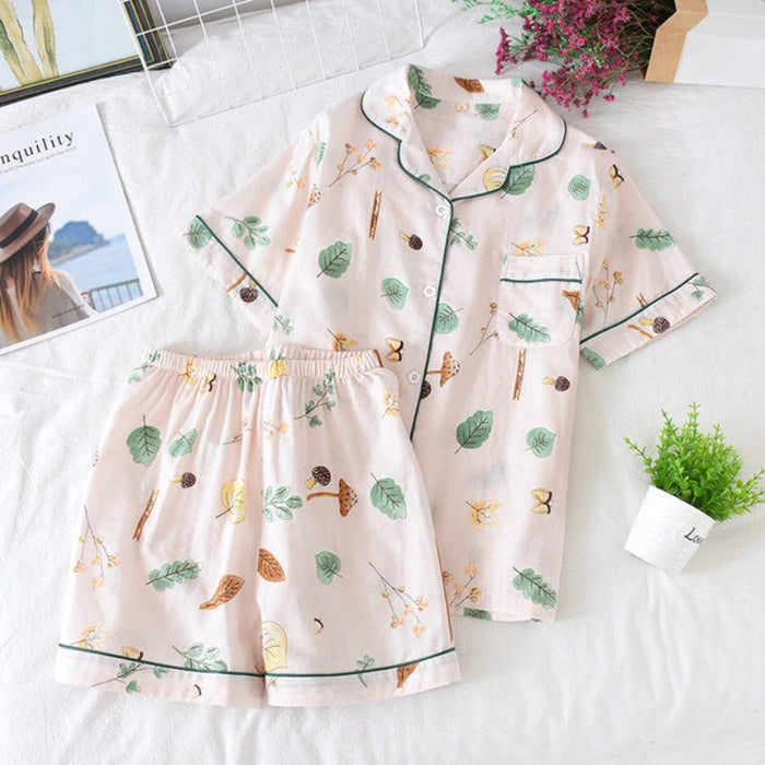 Short Sleeve Shorts Ladies Cozy Pajama Set