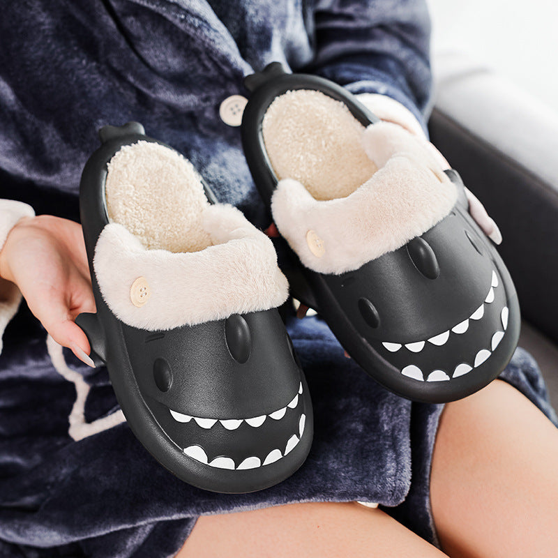 Winter Shark With Button Printed Slippers