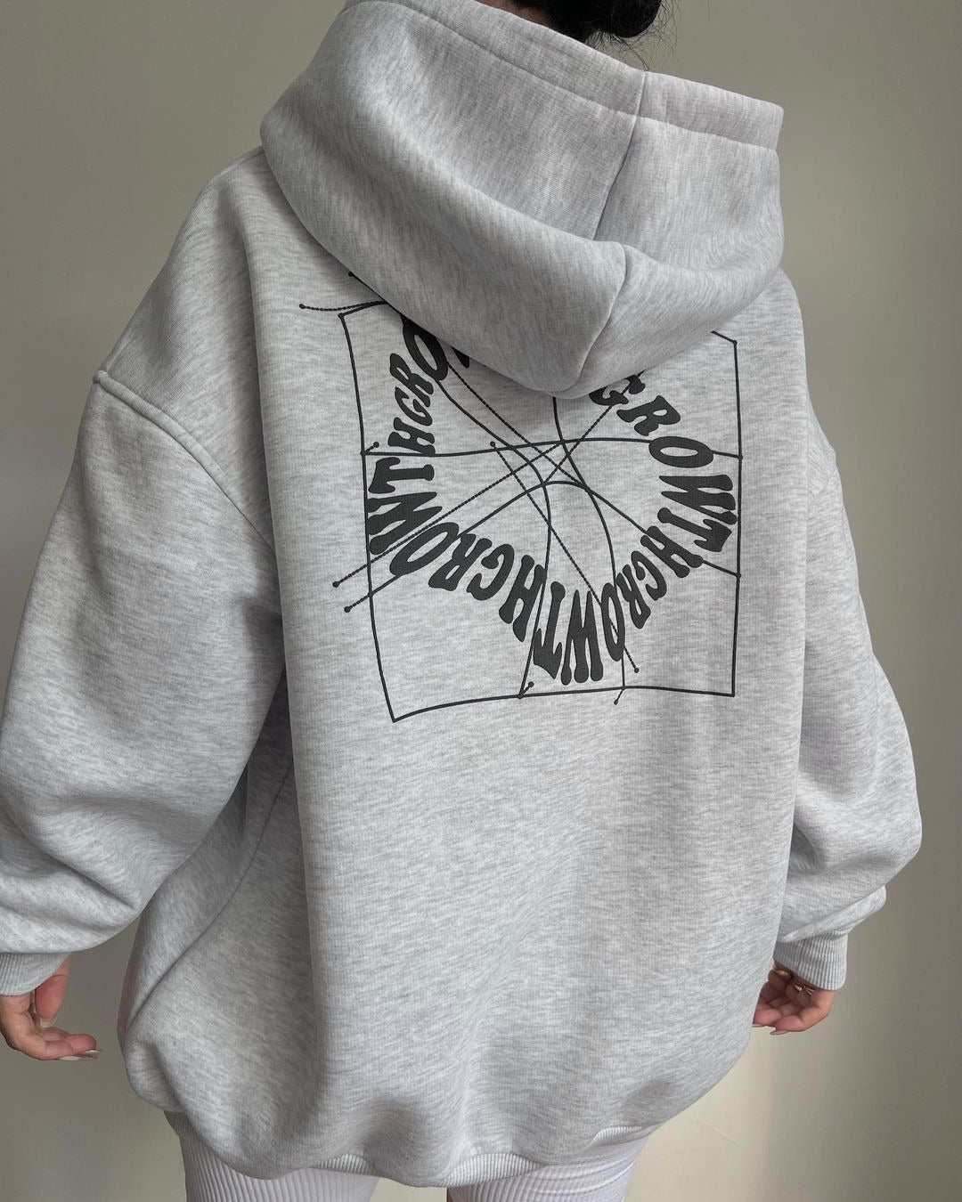 Growth Text Printed Casual Long Sleeve Hoodie