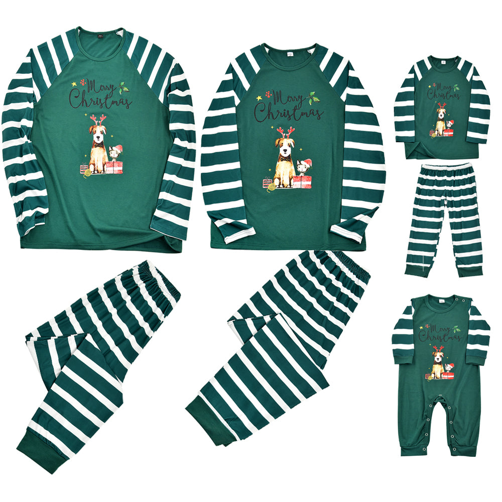 Dino And Dog Printed Christmas Family Matching Pajamas Set