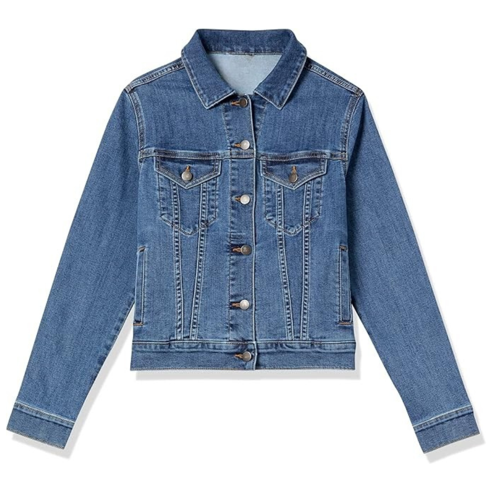 Classic Front Button Denim Jacket With Pockets