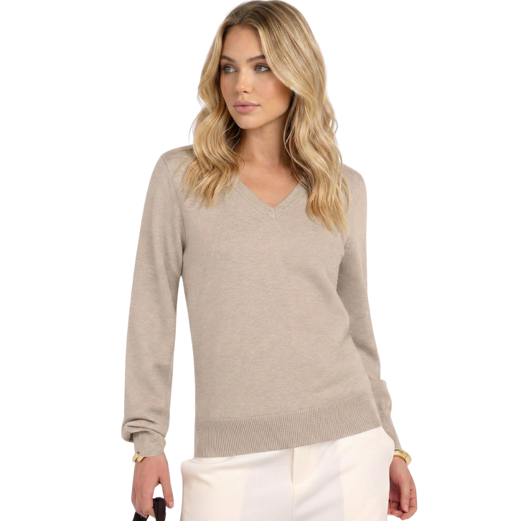 Classic Soft Long Sleeve Knit Pullover Sweater Top For Women
