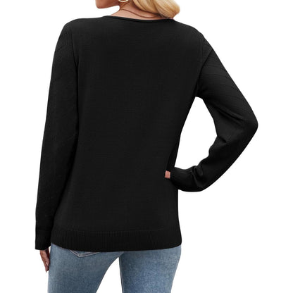 Lightweight Knit Long Sleeve Pullover Sweater For Women