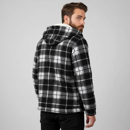 Plaid Flannel Jacket With Sherpa Lining And Winter Zip Up Hoodie Coat