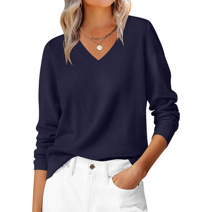 Classic Soft Long Sleeve Knit Pullover Sweater Top For Women