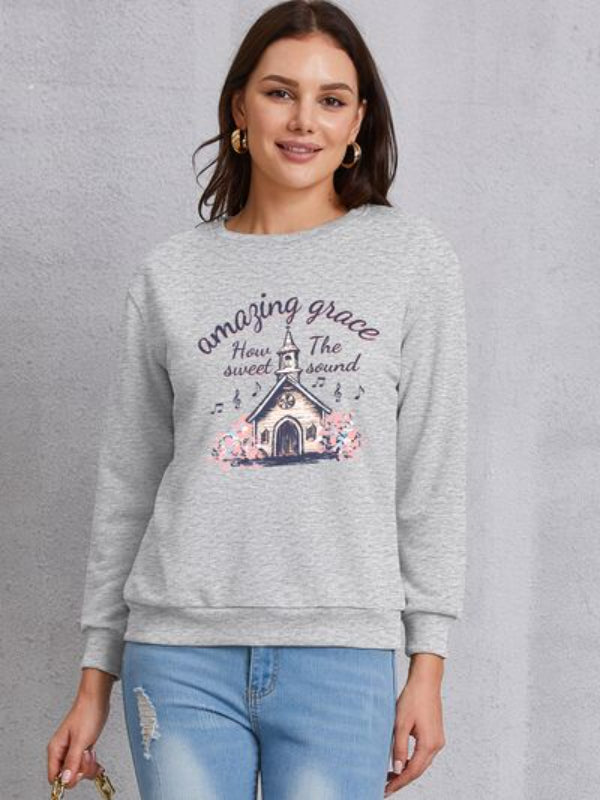 AMAZING GRACE HOW SWEET THE SOUND Bedrucktes Sweatshirt