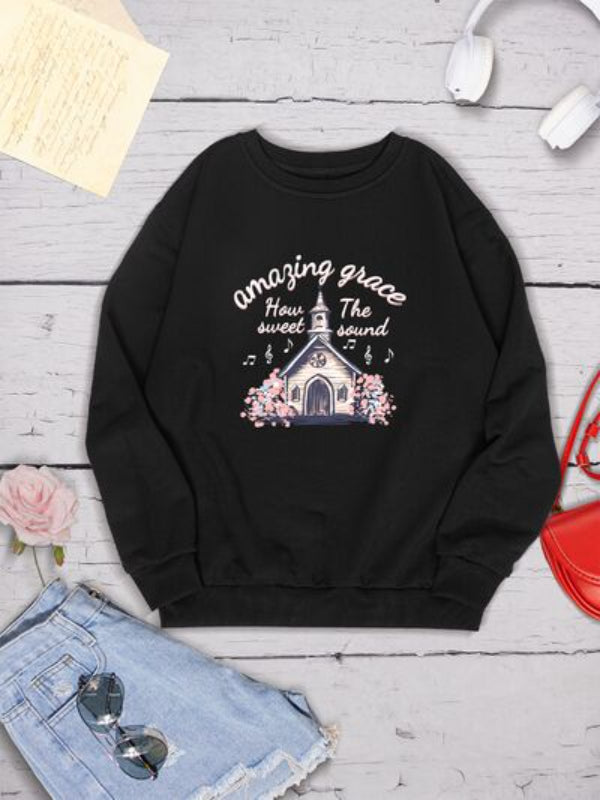 AMAZING GRACE HOW SWEET THE SOUND Bedrucktes Sweatshirt