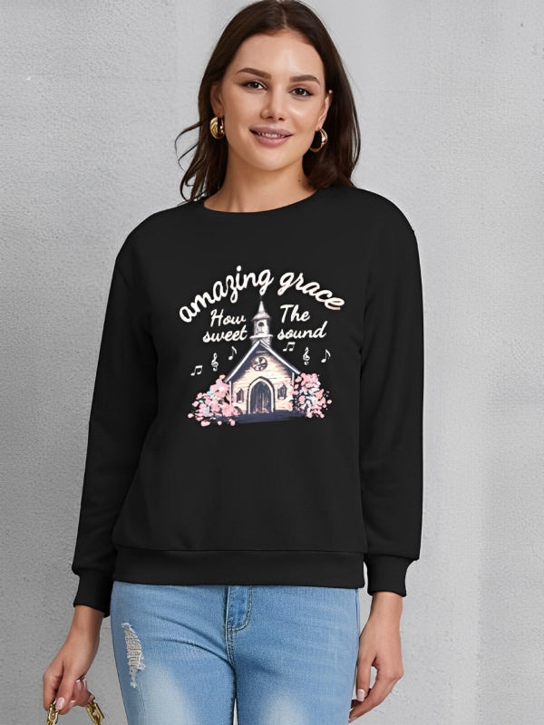 AMAZING GRACE HOW SWEET THE SOUND Bedrucktes Sweatshirt