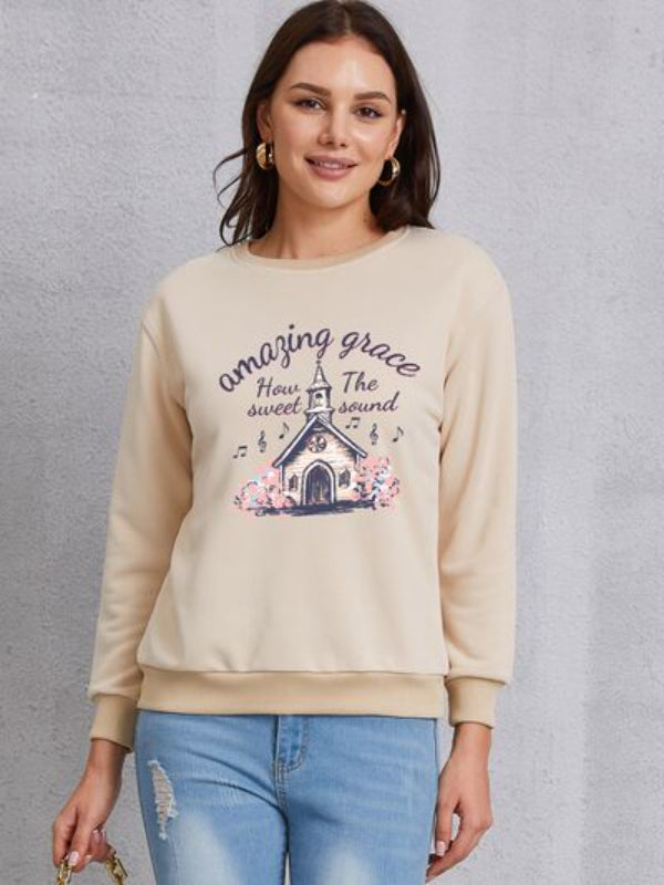 AMAZING GRACE HOW SWEET THE SOUND Bedrucktes Sweatshirt