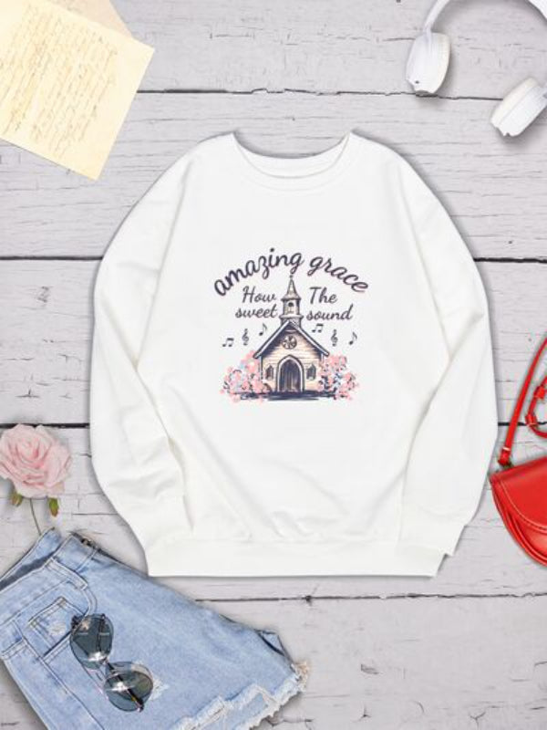 AMAZING GRACE HOW SWEET THE SOUND Bedrucktes Sweatshirt