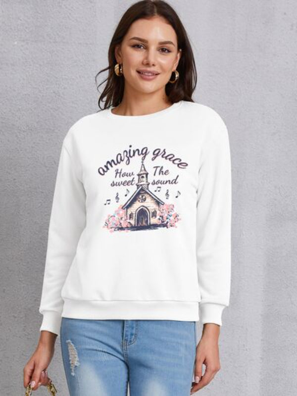 AMAZING GRACE HOW SWEET THE SOUND Bedrucktes Sweatshirt