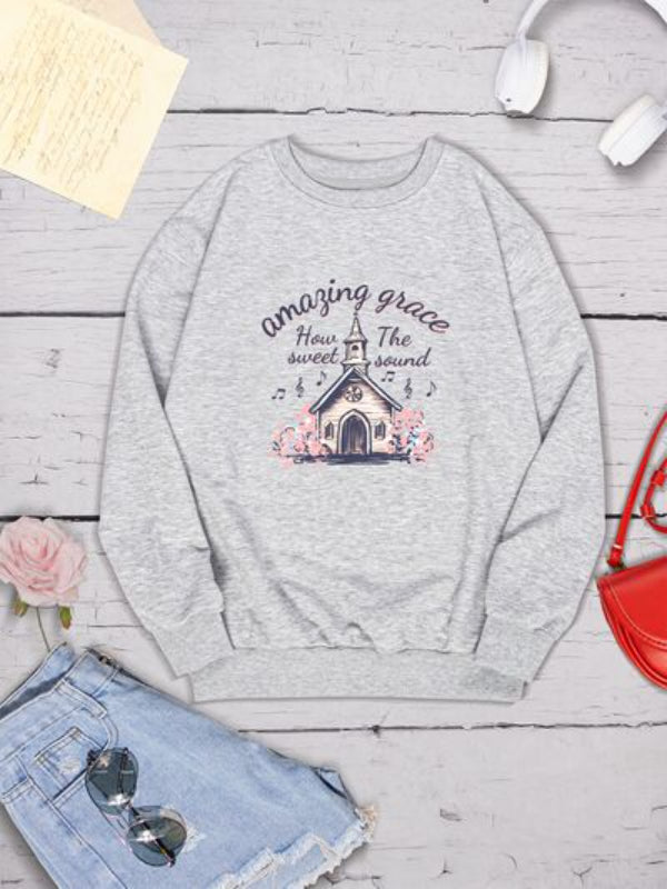 AMAZING GRACE HOW SWEET THE SOUND Bedrucktes Sweatshirt