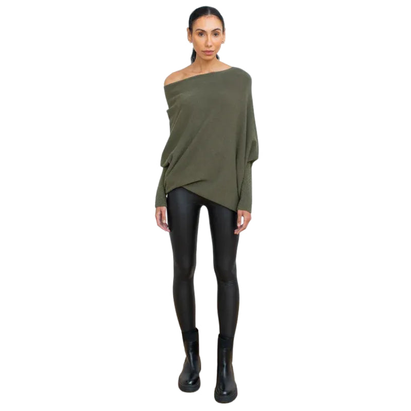 Asymmetrischer drapierter Pullover