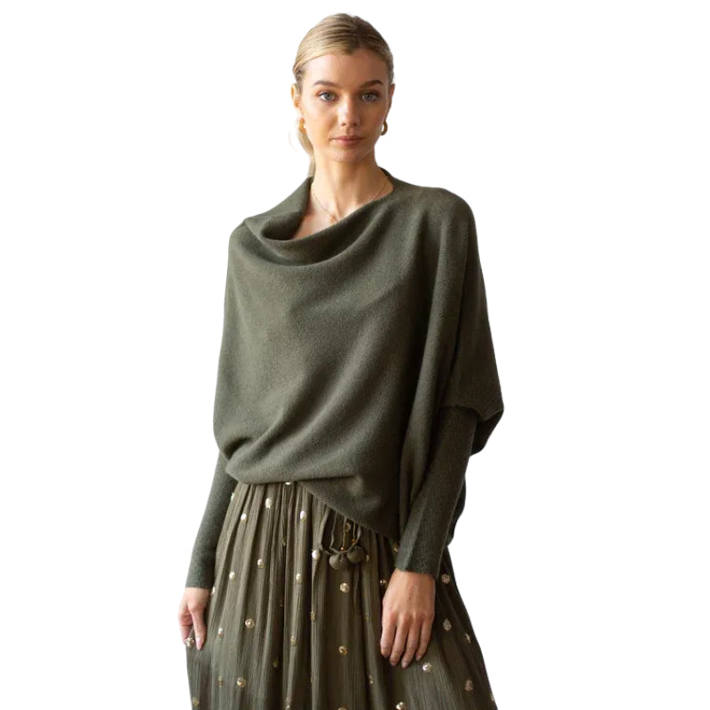 Asymmetrischer drapierter Pullover