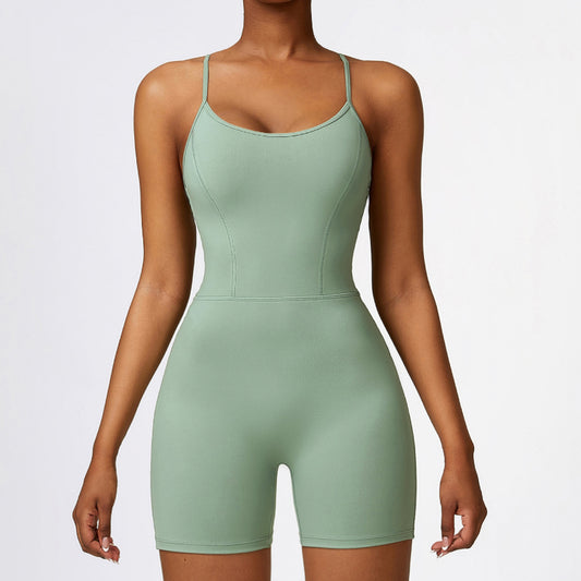 Back Cutout Halter Yoga Romper