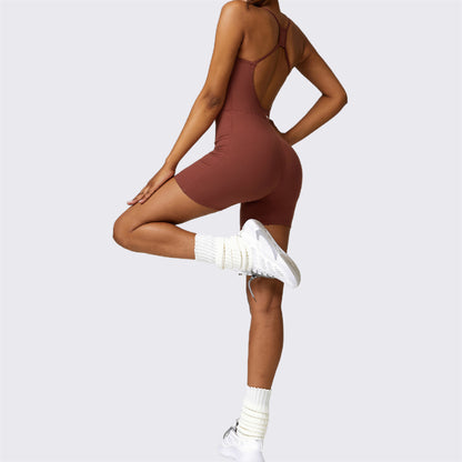 Neckholder-Yoga-Strampler mit Rückenausschnitt