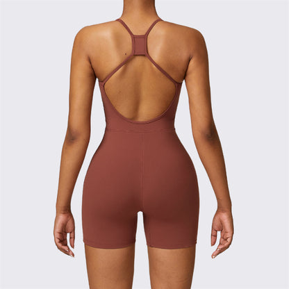 Neckholder-Yoga-Strampler mit Rückenausschnitt