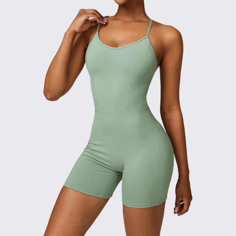 Back Cutout Halter Yoga Romper