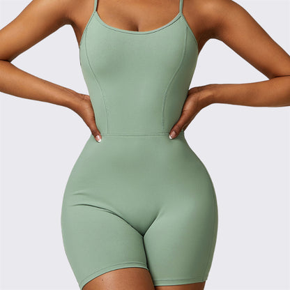 Neckholder-Yoga-Strampler mit Rückenausschnitt