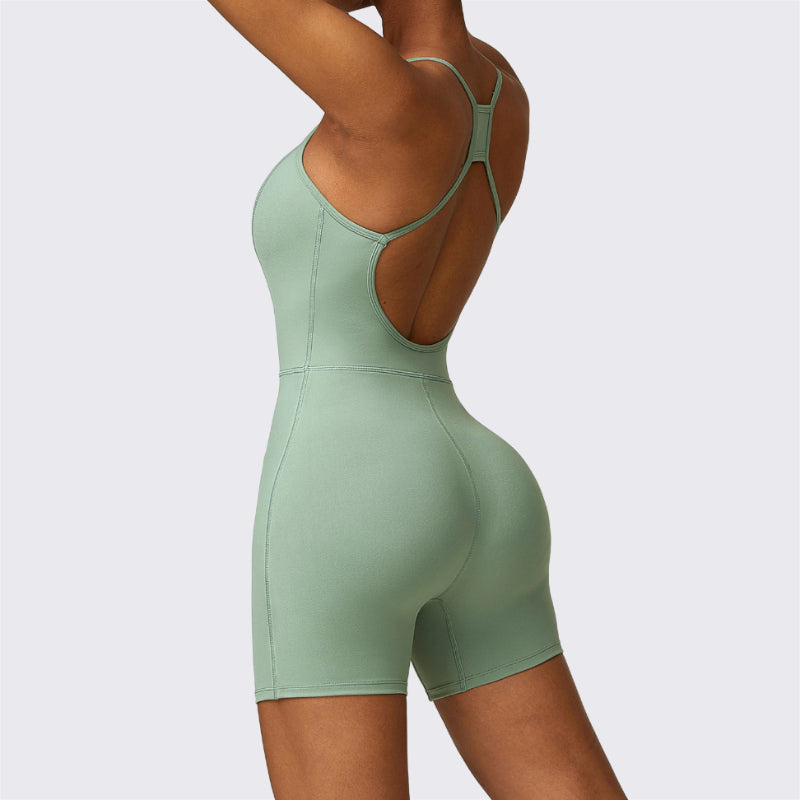 Back Cutout Halter Yoga Romper