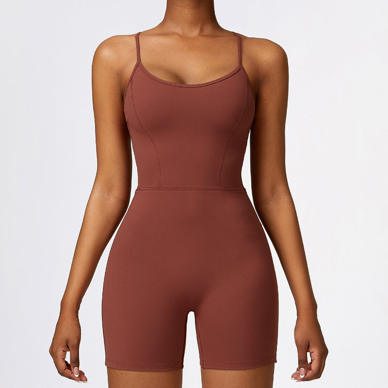 Back Cutout Halter Yoga Romper