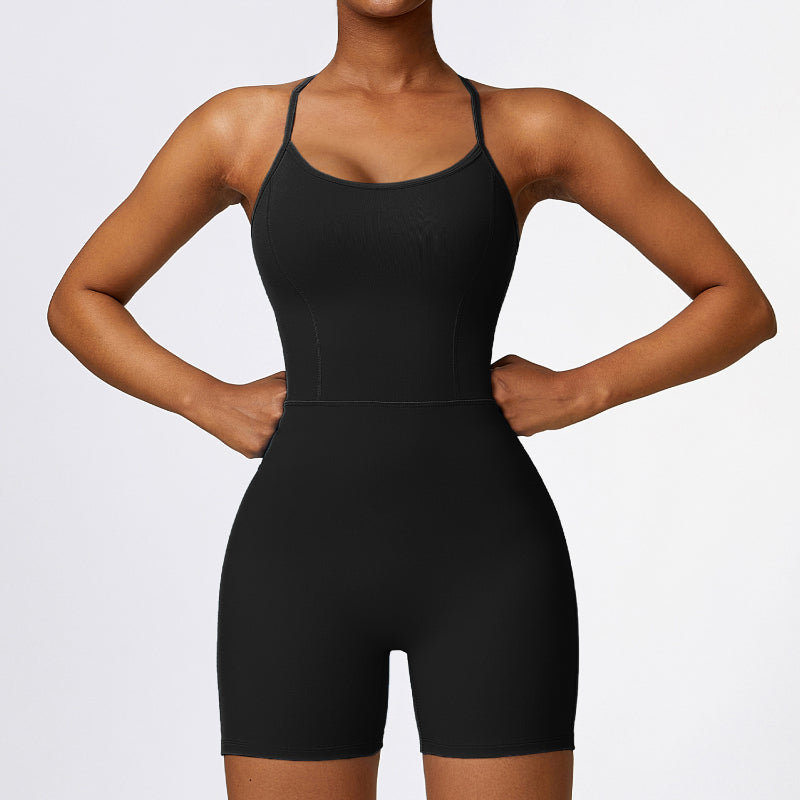 Back Cutout Halter Yoga Romper