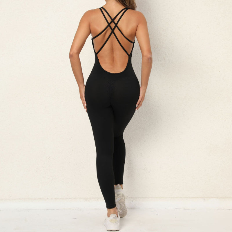 Backless Crisscross Sporty Jumpsuit