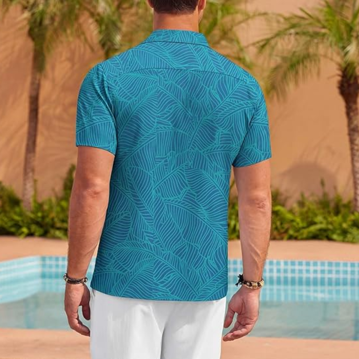 Hawaiian Shirt With Tropical Print And Short Sleeves For Men