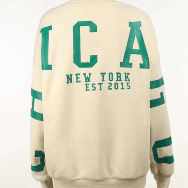 CHICAGO NEWYORK Printed Loose Sweatshirt