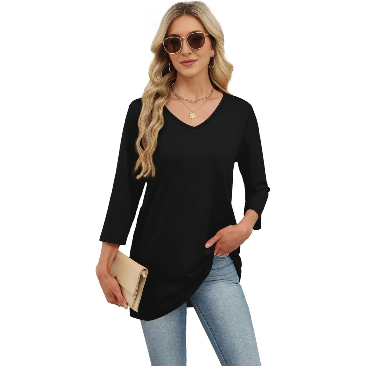 Casual Loose Sleeve Everyday Tunic Top For Women