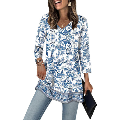 Casual Loose Sleeve Everyday Tunic Top For Women